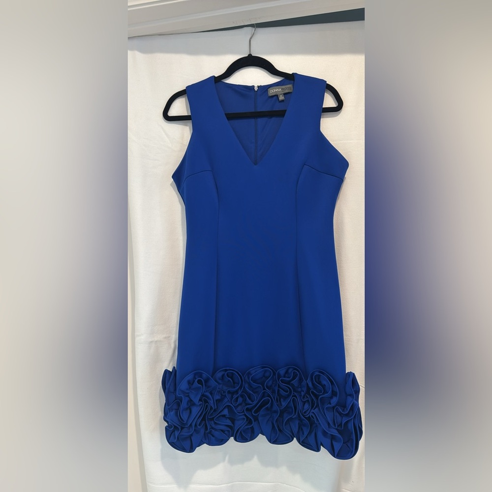 Donna Ricco Cobalt Blue Mini Dress with Ruffle Detail